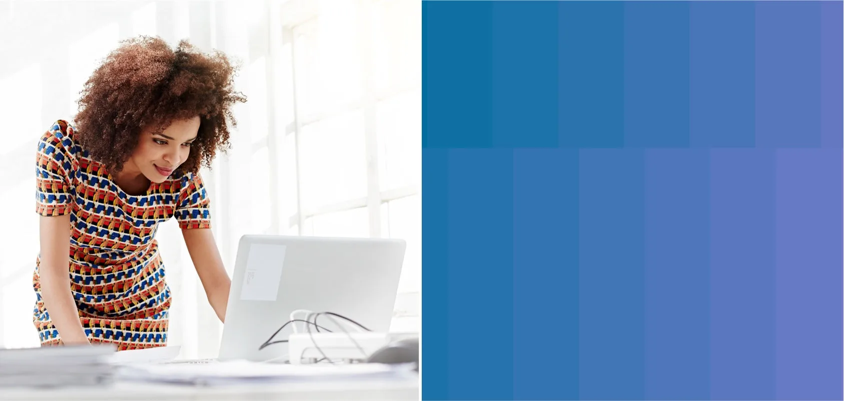 Woman working on a laptop